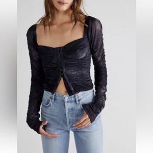 Free People All Night Corset Bustier Fitted Ruched Top